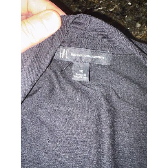 INC Women's Plus 1X Black Sleeveless Wrap Blouse Casual Top - Picture 7 of 9